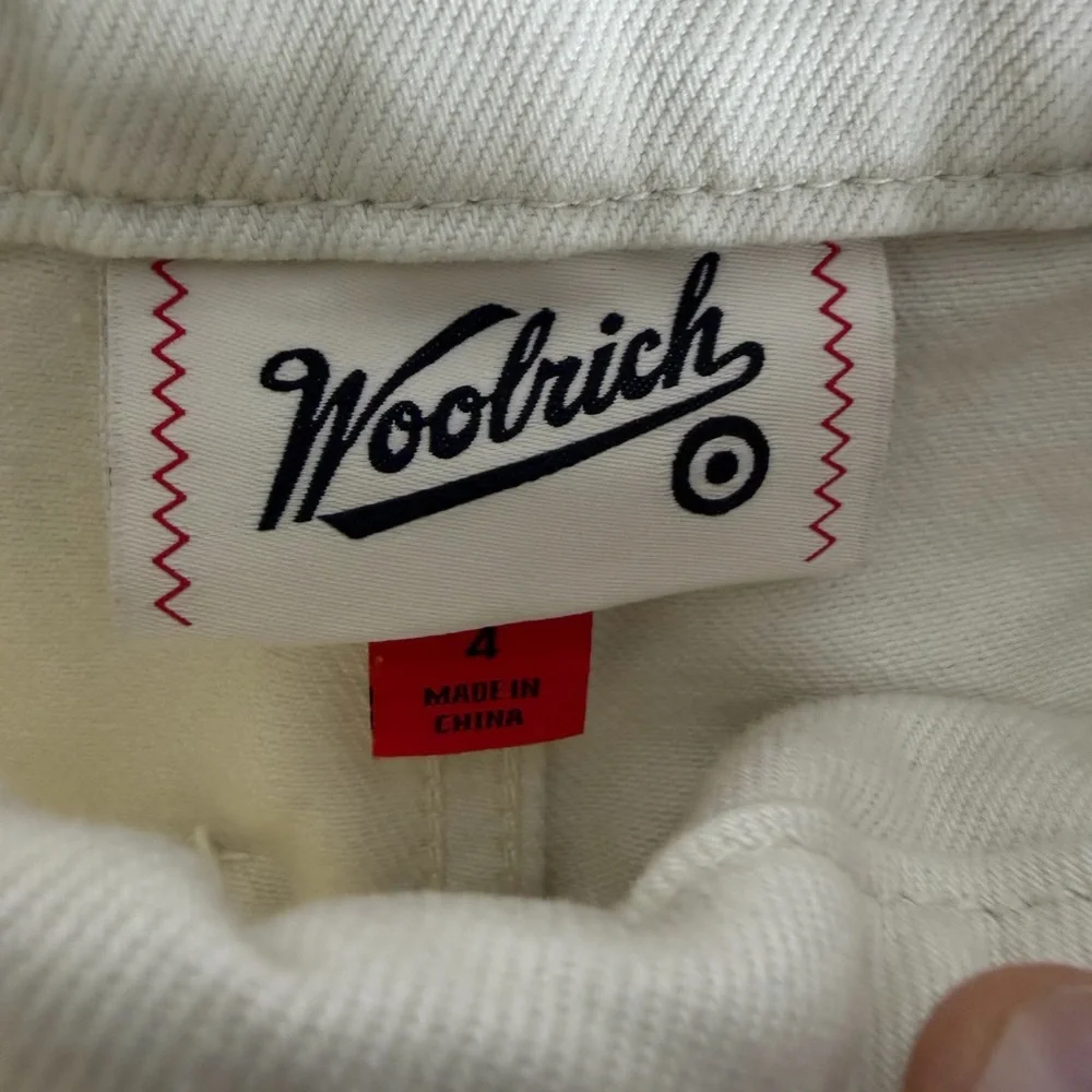 Woolrich × Target Women's Mid-Rise Barrel Leg Cargo Denim Pants Cream Sizes 2-12 - Picture 8 of 15